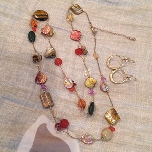 Lia Sophia long polished stones necklace set